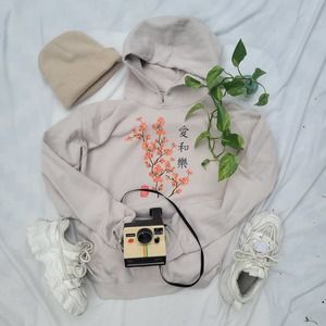 Bowery Supply Co Orange and Cream Tan Blossom Hoodie Size Small